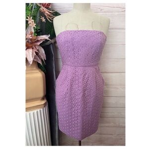 A1-- NWT purple J.CREW women's strapless eyelet short casual dress size 4